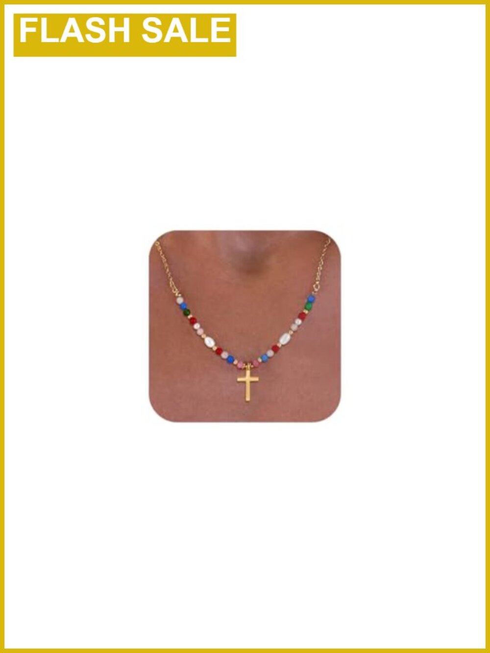 18K Gold Plated Cross Necklace Women Pendant 16in Adjustable Lobster Clasp
